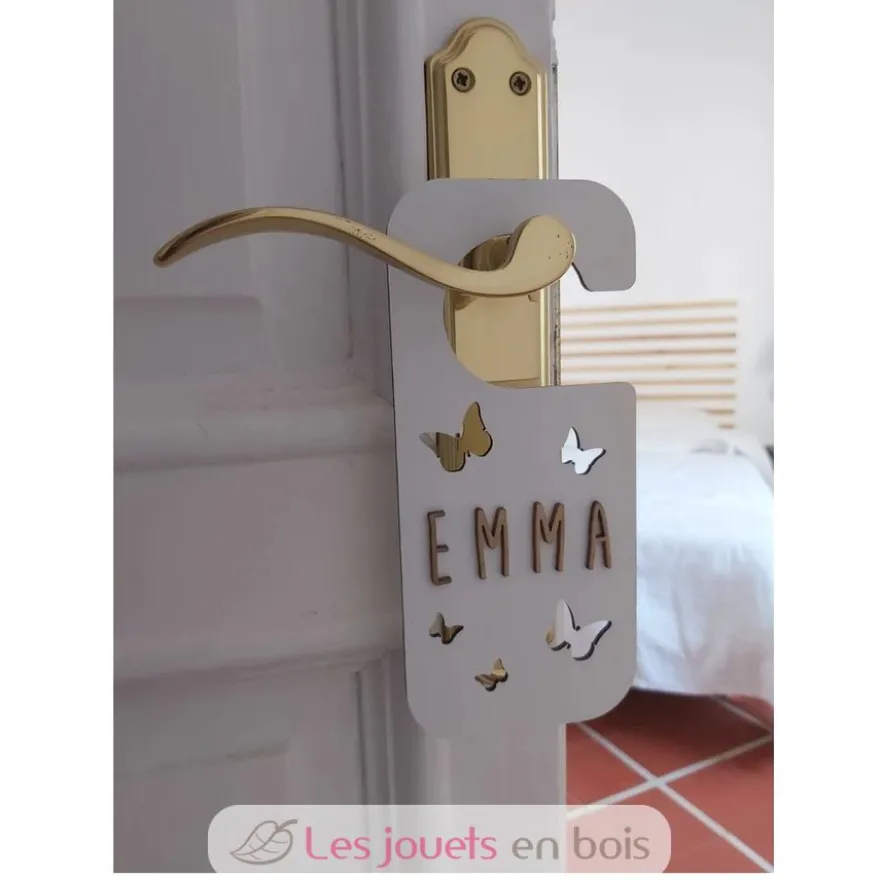 Accroche-porte personnalisable - Papillons blanc - Vintiun