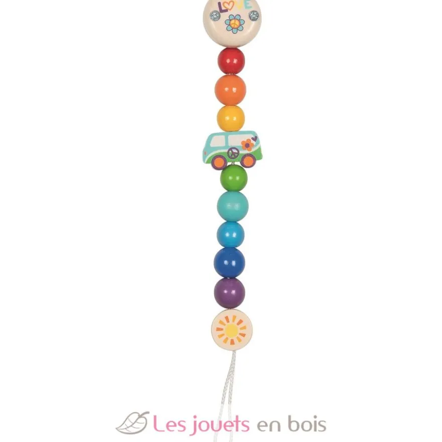 Accroche-tétine en bois van arc-en-ciel - Goki