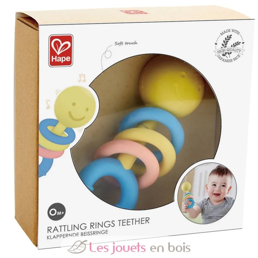 Anneau de dentition et anneaux à cliquetis - Hape Toys