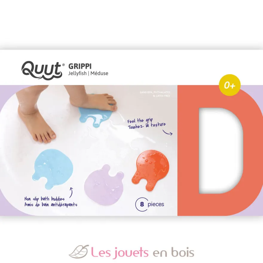 Antidérapants de bain Grippi Méduses 8 pcs bleu corail - Quut