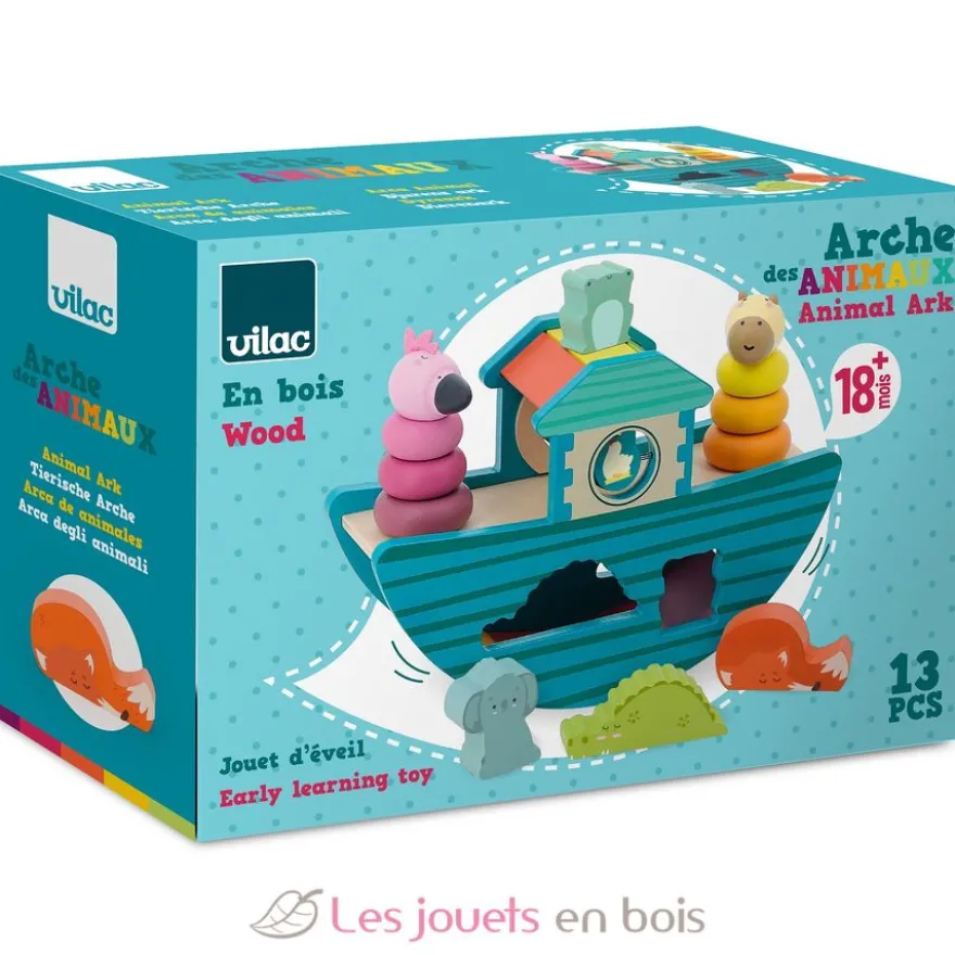 Arche des animaux à encastrer et empiler en bois - Vilac
