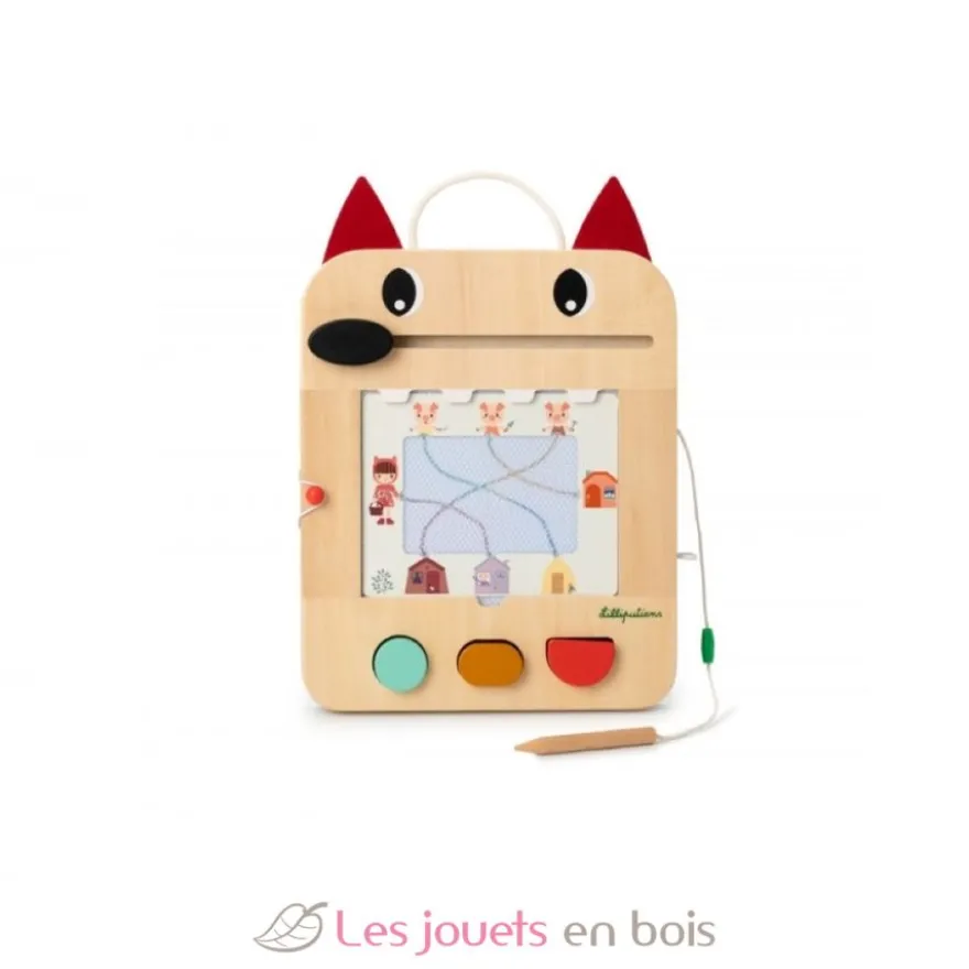 Ardoise magique en bois Louis le loup - Lilliputiens