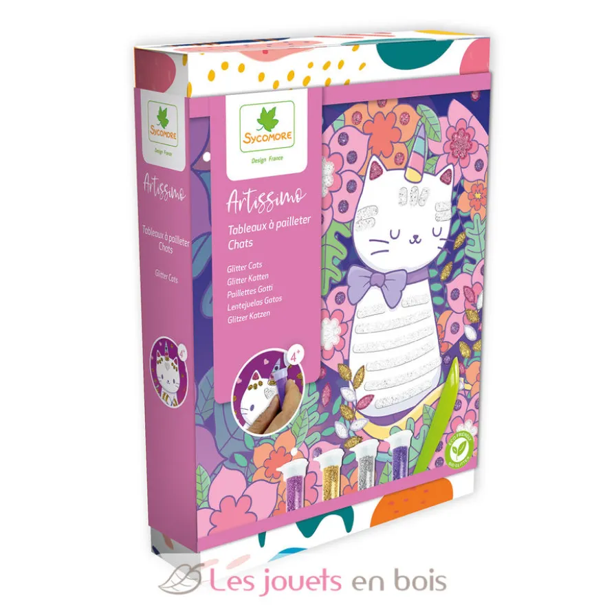 Artissimo - 10 tableaux à paillettes Chats - Dès 4 ans - Sycomore