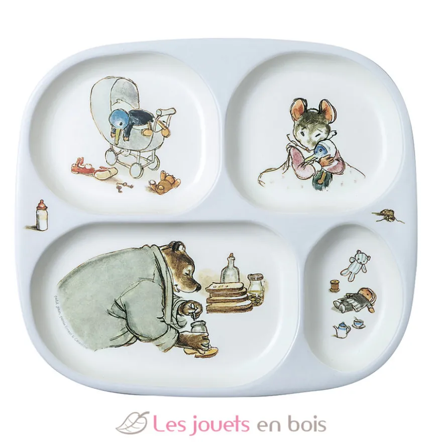 Assiette plateau à compartiments Ernest et Célestine gris - Petit Jour
