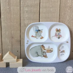 Assiette plateau à compartiments Ernest et Célestine gris - Petit Jour