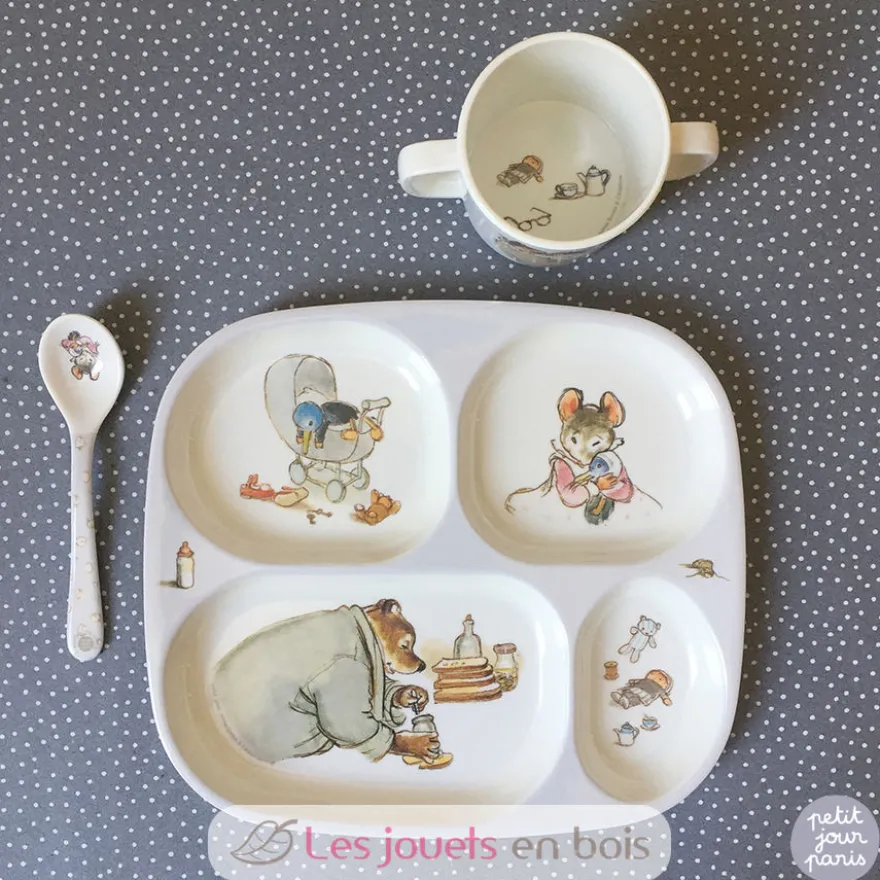 Assiette plateau à compartiments Ernest et Célestine gris - Petit Jour