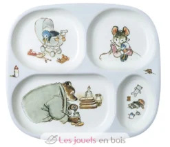 Assiette plateau à compartiments Ernest et Célestine gris - Petit Jour