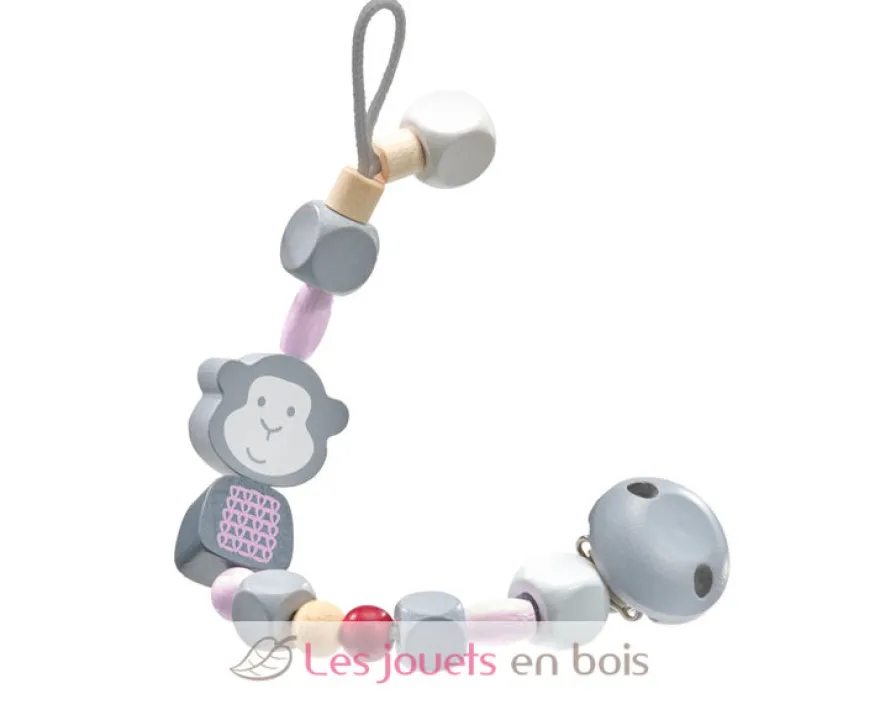Attache-tétine Singe rose - Selecta