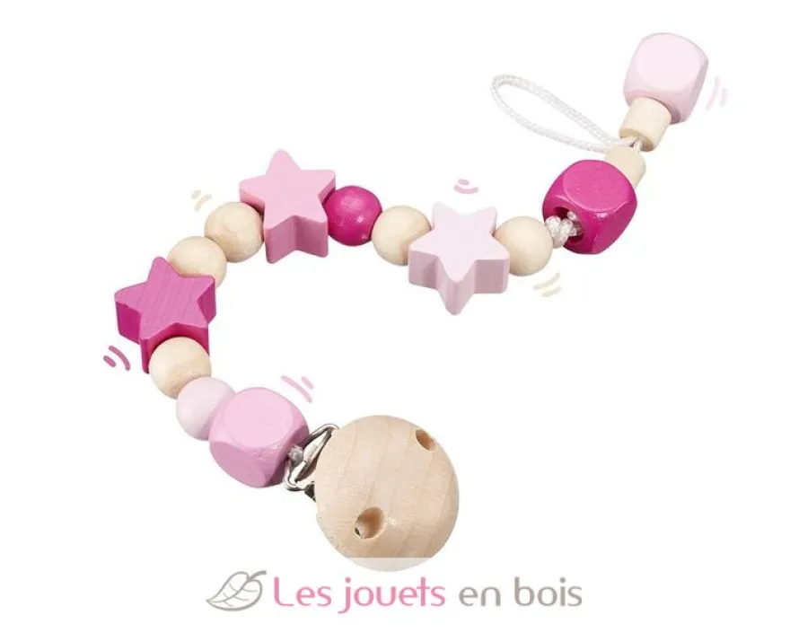 Attache-tétine étoiles rose - Selecta