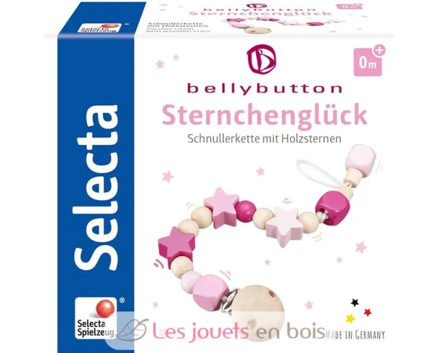 Attache-tétine étoiles rose - Selecta