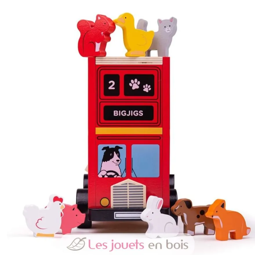 Autobus des animaux rouge - Trieur de formes - Bigjigs Toys