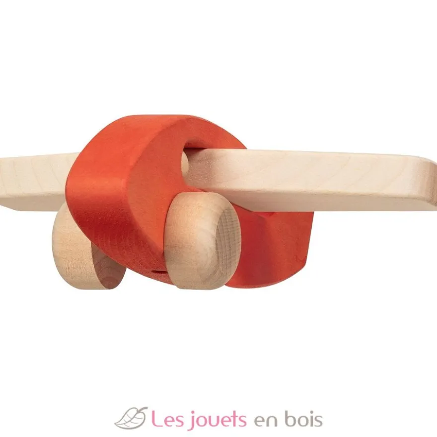 Avion en bois à faire rouler - Rouge - Dès 1 an - Goki