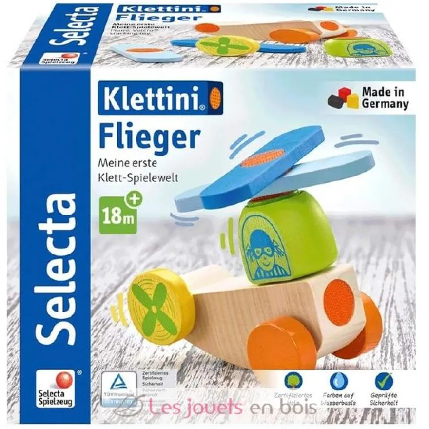 Avion en bois, velcro 5 pcs - Selecta
