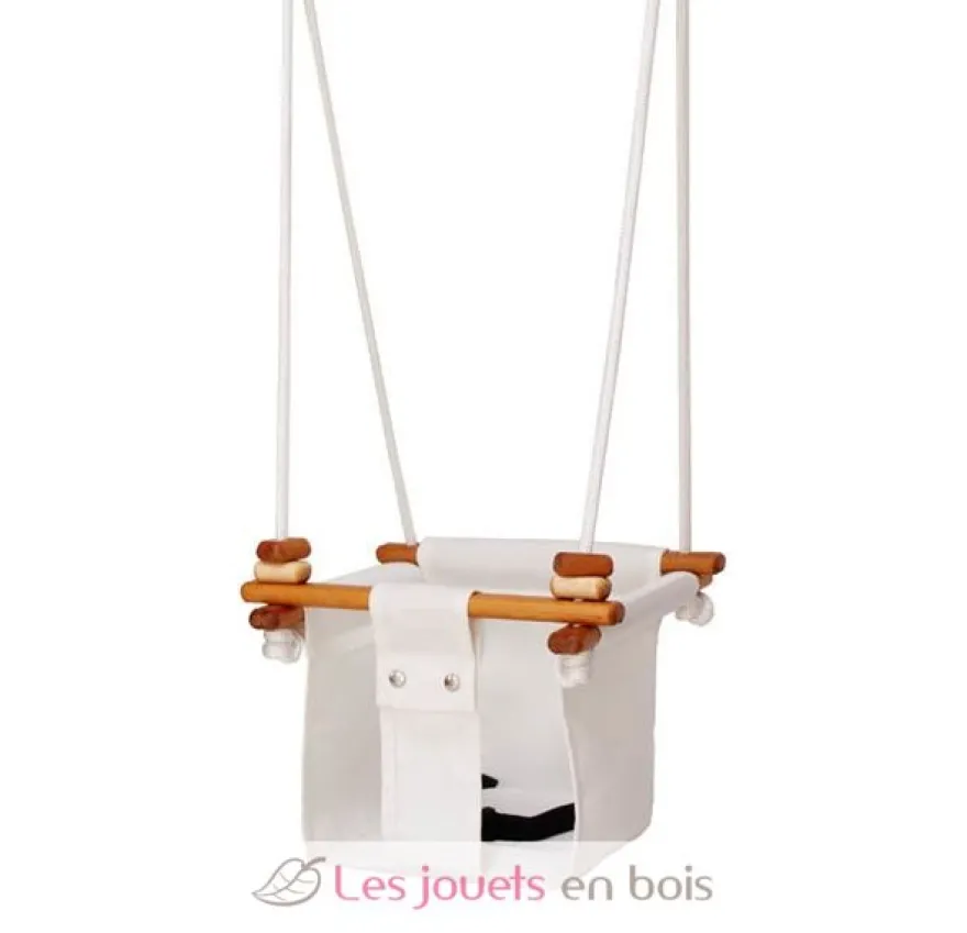 Balançoire pour bébé en bois et tissu Blanc - Solvej Swings