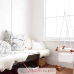 Balançoire pour bébé en bois et tissu Blanc - Solvej Swings