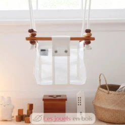 Balançoire pour bébé en bois et tissu Blanc - Solvej Swings