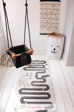 Balançoire pour bébé en bois et tissu Noir - Solvej Swings