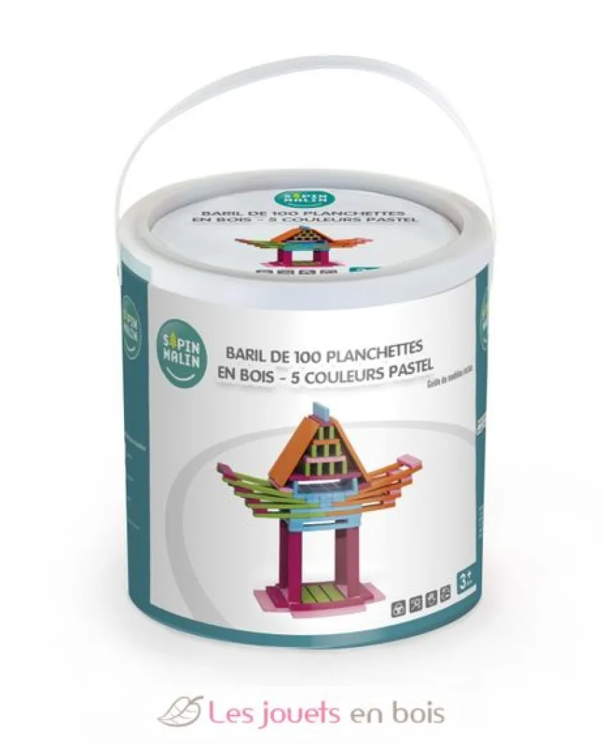 Baril de 100 Planchettes en bois - Sapin Malin