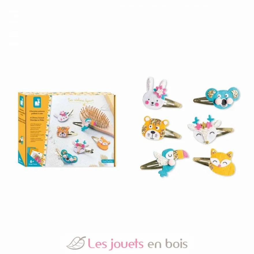 6 barrettes animaux pailletés à créer - Janod