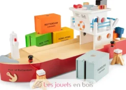 Bateau-container avec 4 containers - New Classic Toys