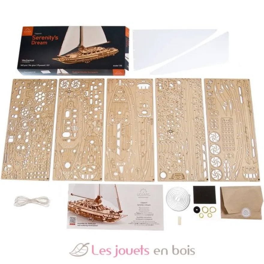 Bateau à voile Le Rêve de Sérénité - Puzzle 3D mécanique en bois - Ugears