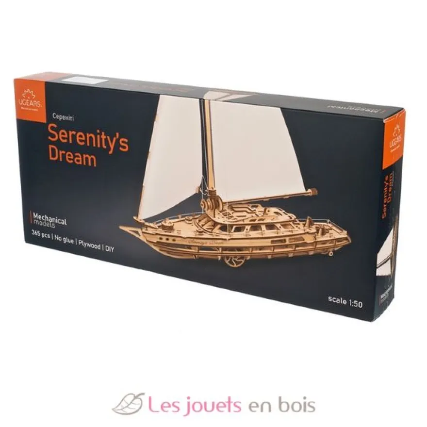 Bateau à voile Le Rêve de Sérénité - Puzzle 3D mécanique en bois - Ugears