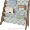 Bibliothèque livres reyclé damier vert - 3 Sprouts