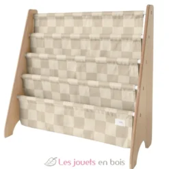 Bibliothèque livres reyclé damier beige - 3 Sprouts