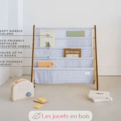 Bibliothèque livres reyclé vichy bleu - 3 Sprouts