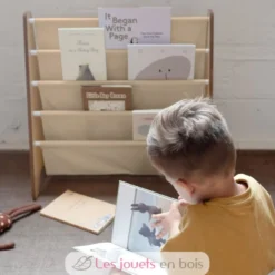 Bibliothèque livres tissu recyclé beige - 3 Sprouts