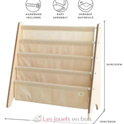 Bibliothèque livres tissu recyclé beige - 3 Sprouts