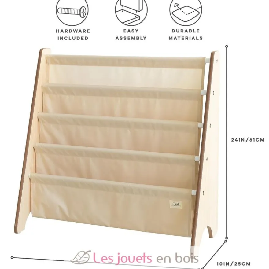 Bibliothèque livres tissu recyclé beige - 3 Sprouts