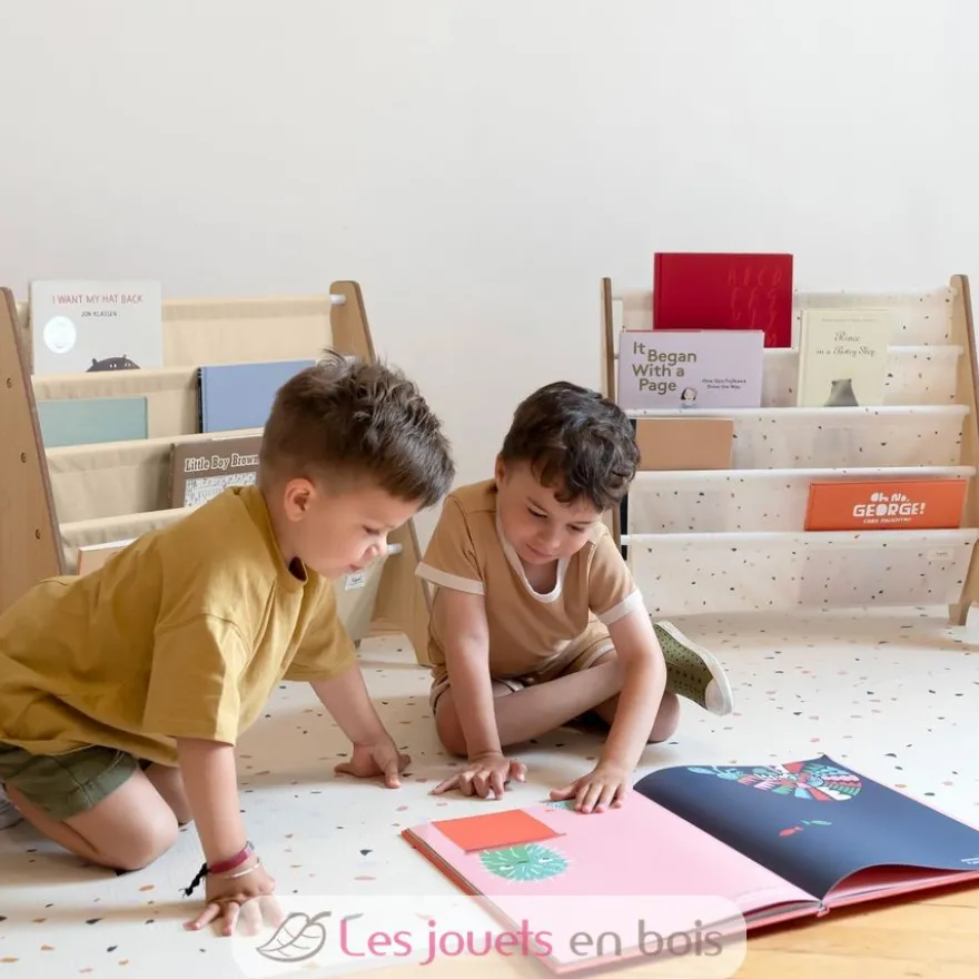 Bibliothèque livres tissu recyclé beige - 3 Sprouts