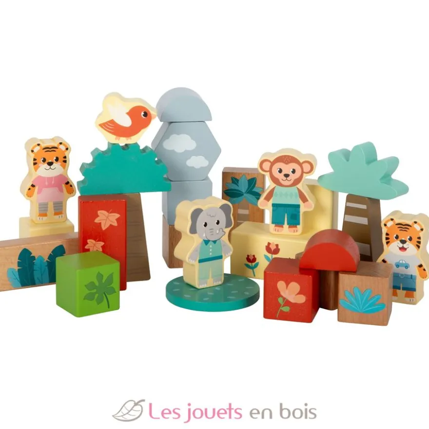 Blocs de construction en bois Jungle Friends - Small Foot company
