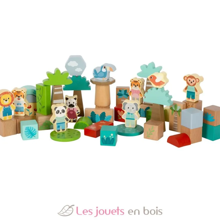 Blocs de construction en bois Jungle Friends - Small Foot company
