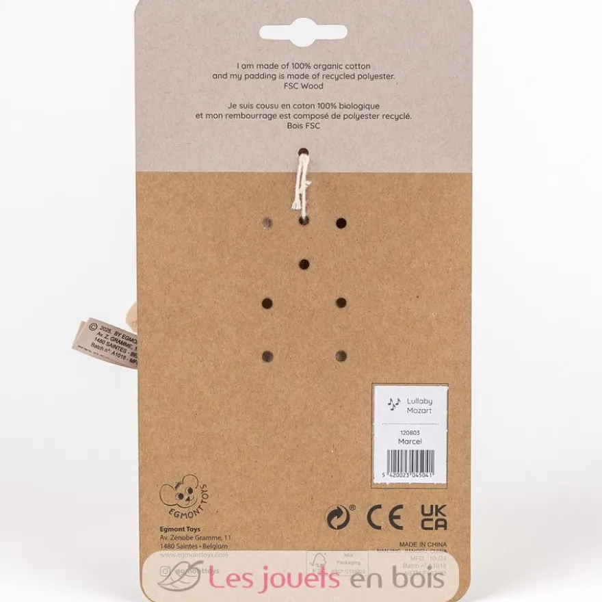 Boite à musique Ours Marcel en coton bio - Egmont Toys