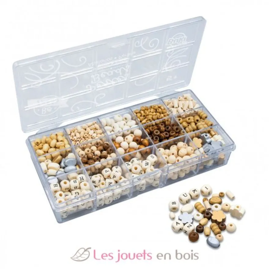 Boîte de perles en bois naturel - Buki France