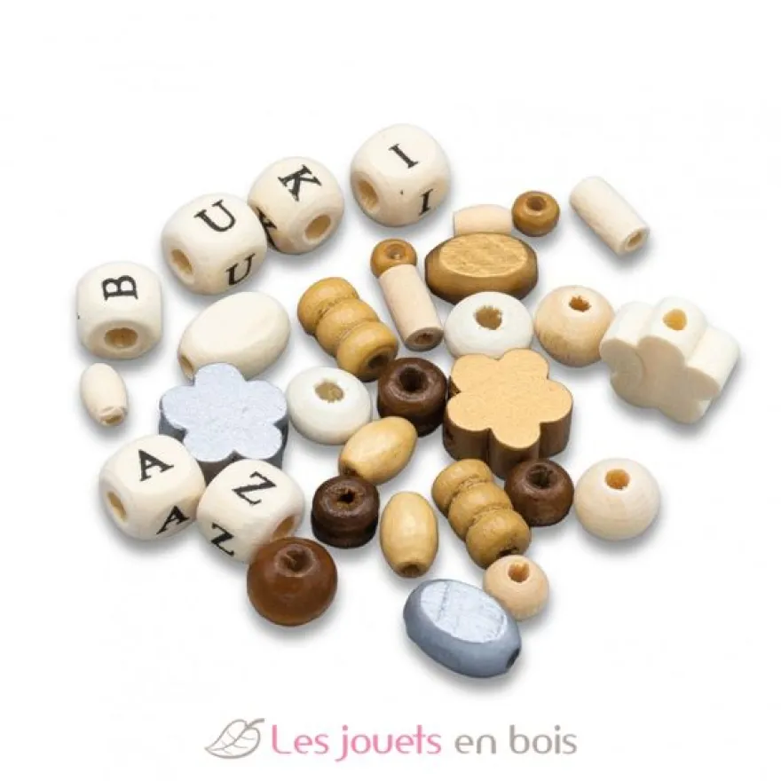 Boîte de perles en bois naturel - Buki France