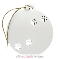 Boule de Noël chien personnalisable bois blanc - Vintiun