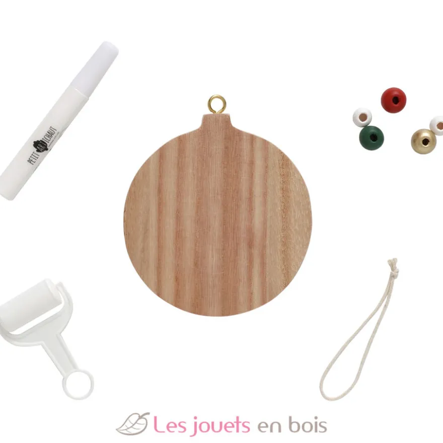 Boule de Noël empreinte - Bois - Petit Artichaut