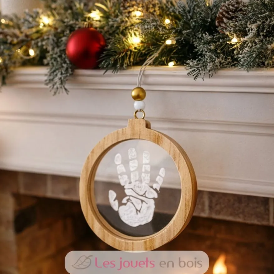 Boule de Noël empreinte transparente - Bois et plexiglass - Petit Artichaut