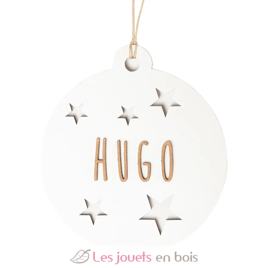 Boule de Noël personnalisable bois blanc - Vintiun