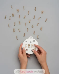 Boule de Noël personnalisable bois blanc - Vintiun