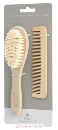 Brosse et peigne en bois - Bambam