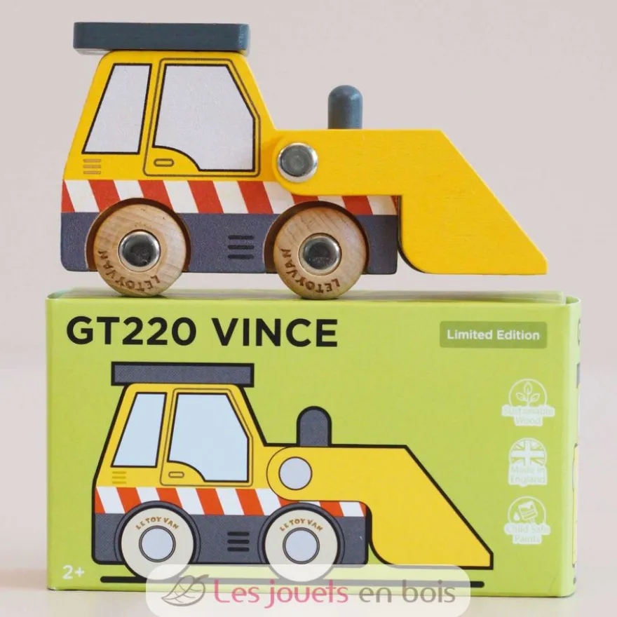 Bulldozer en bois Vince No 38 jaune - Le Toy Van