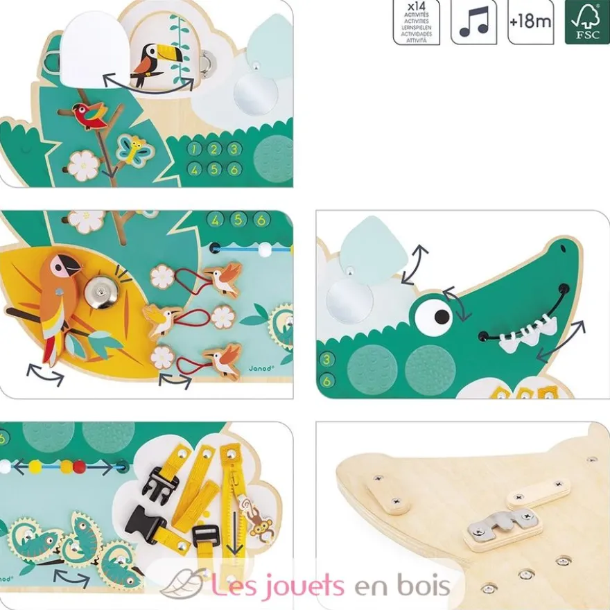 Busy-board Crocodile en bois Tropik - Janod