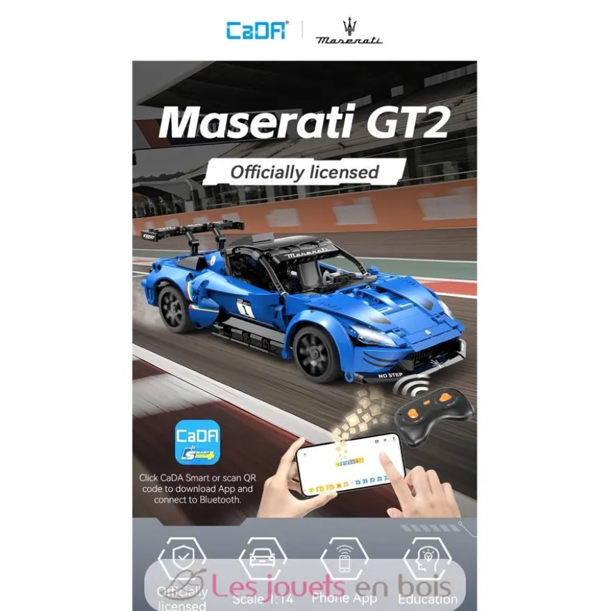 CaDA Bricks - Voiture de sport RC Maserati GT2 549 pièces - Dès 6 ans