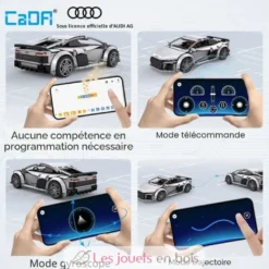 CaDA Bricks - Voiture de sport RC Audi R8 Coupé 536 pièces - Dès 6 ans