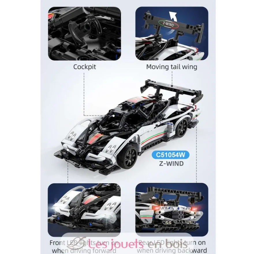 CaDA Bricks - Voiture de sport Z-Wind RC Supercar 457 pièces - Dès 6 ans
