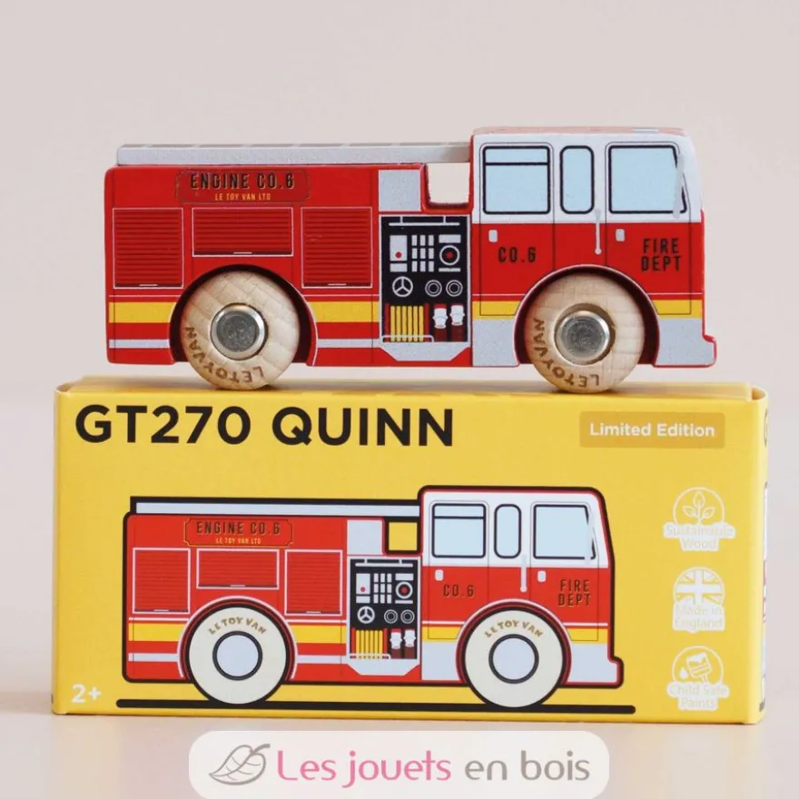 Camion de pompiers en bois Quinn No 44 rouge - Le Toy Van